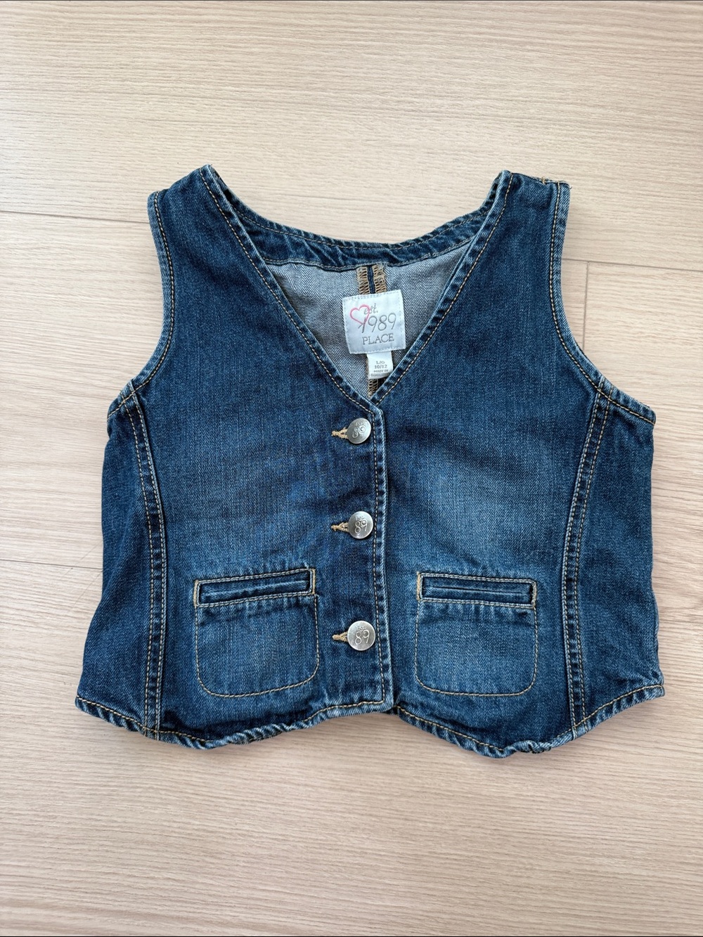 The Children’s Place Y2K Girls Denim Vest Size 10/12 Vintage Style